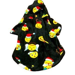 NEW Pet Pjs  Christmas Emoji Fleece Dog Shirt Robe Hoodie Pajamas Large 20" Long